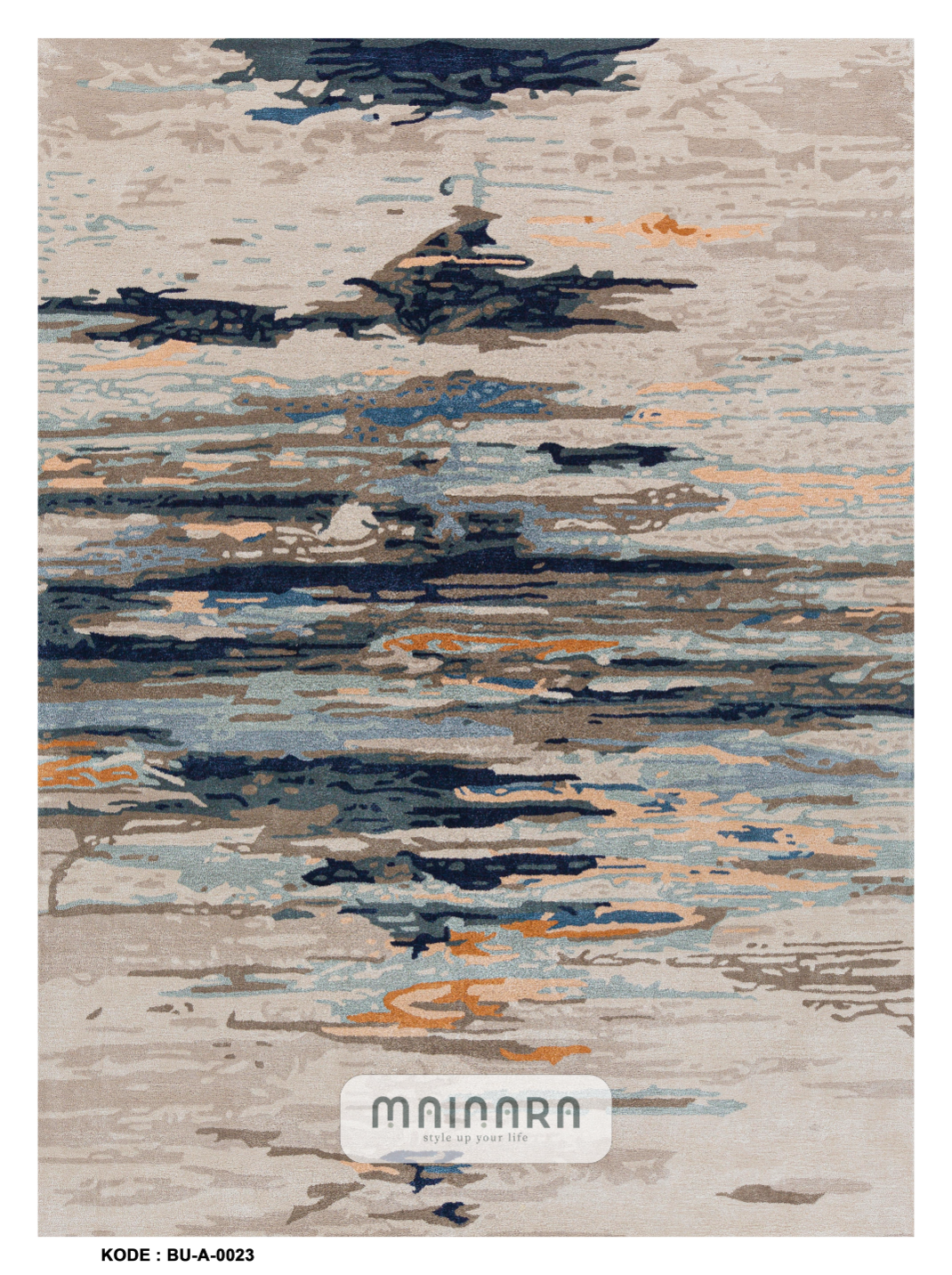 Karpet Abstrak (BU-A-0023) - Blue,Cream