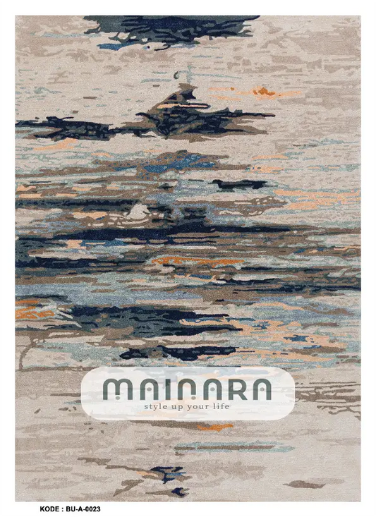 Karpet Abstrak (BU-A-0023) - Blue,Cream,Grey,Orange