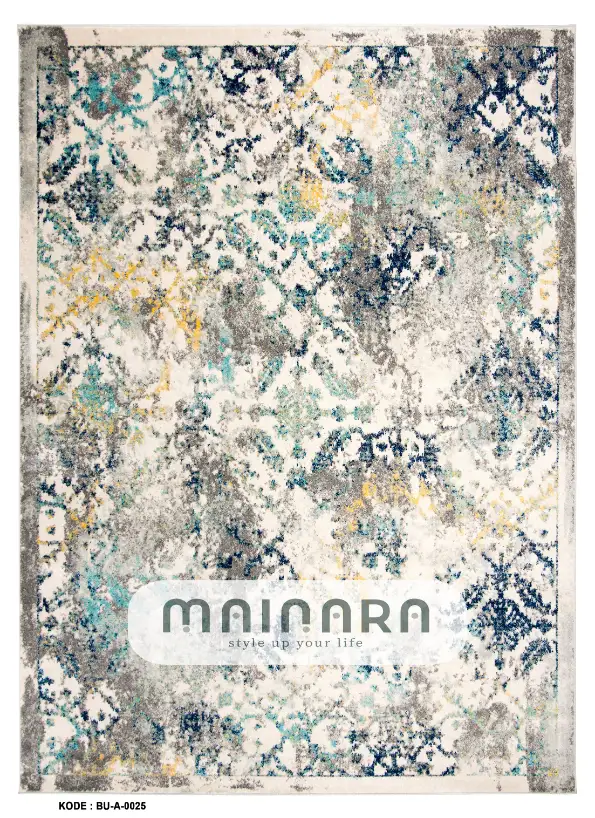 Karpet Abstrak (BU-A-0025) - Blue,Grey,Yellow,Tosca