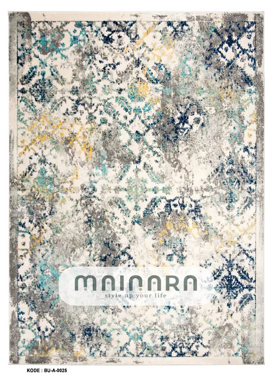 Karpet Abstrak (BU-A-0025) - Blue,Grey,Yellow,Tosca