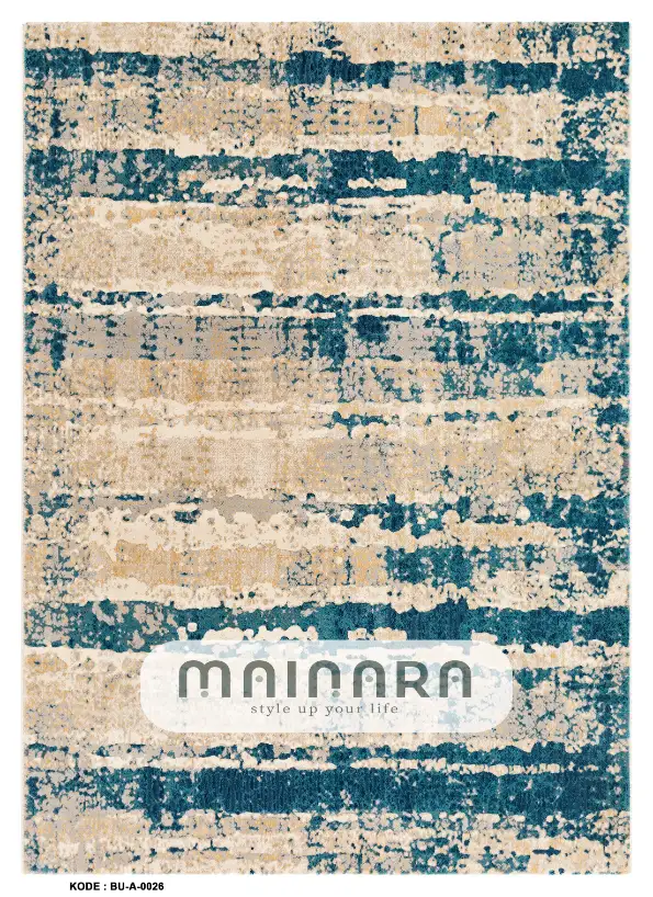 Karpet Abstrak (BU-A-0026) - Blue,Cream