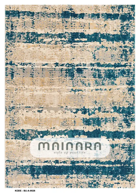 Karpet Abstrak (BU-A-0026) - Blue,Cream