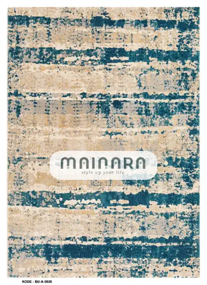 Karpet Abstrak (BU-A-0026) - Blue,Cream