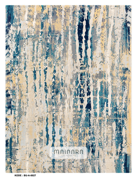 Karpet Abstrak (BU-A-0027) - Blue,Cream,Grey,Yellow