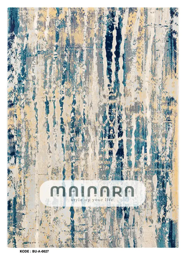 Karpet Abstrak (BU-A-0027) - Blue,Cream,Grey,Yellow