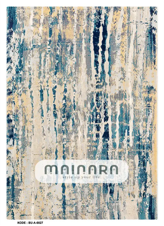 Karpet Abstrak (BU-A-0027) - Blue,Cream,Grey,Yellow