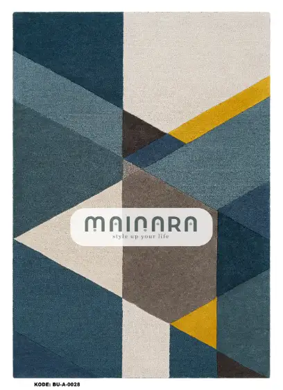 Karpet Abstrak (BU-A-0028) - Blue,Grey,Cream,Yellow