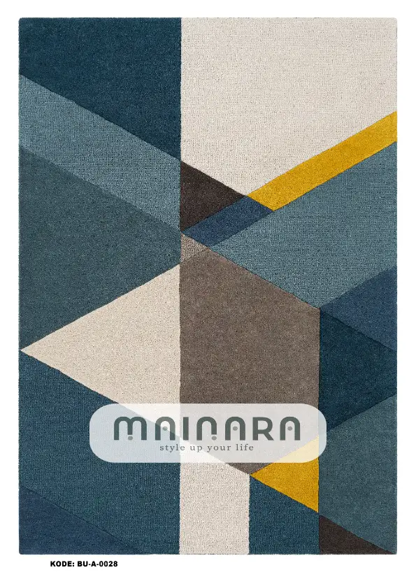 Karpet Abstrak (BU-A-0028) - Blue,Grey,Cream,Yellow
