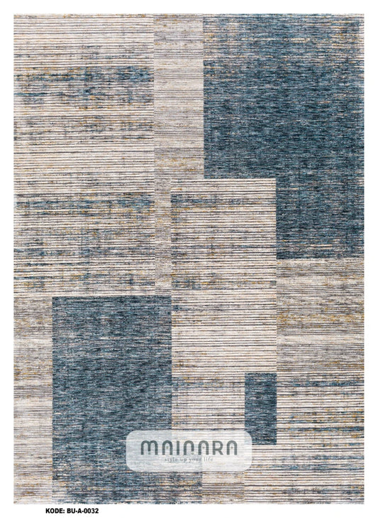 Karpet Abstrak (BU-A-0032) - Blue,Grey,Cream