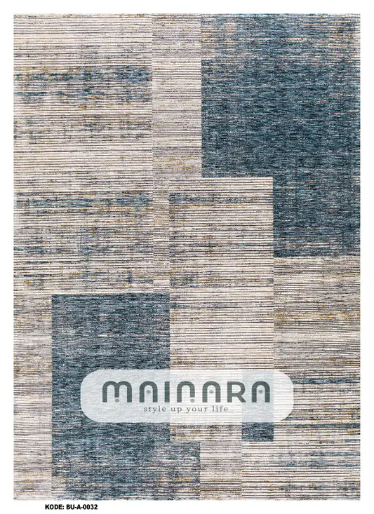 Karpet Abstrak (BU-A-0032) - Blue,Grey,Cream