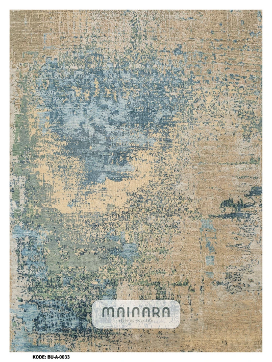 Karpet Abstrak (BU-A-0033) - Blue,Green,Cream