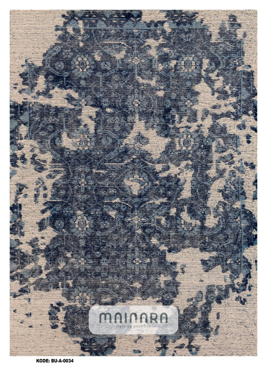 Karpet Abstrak (BU-A-0034) - Blue,Cream