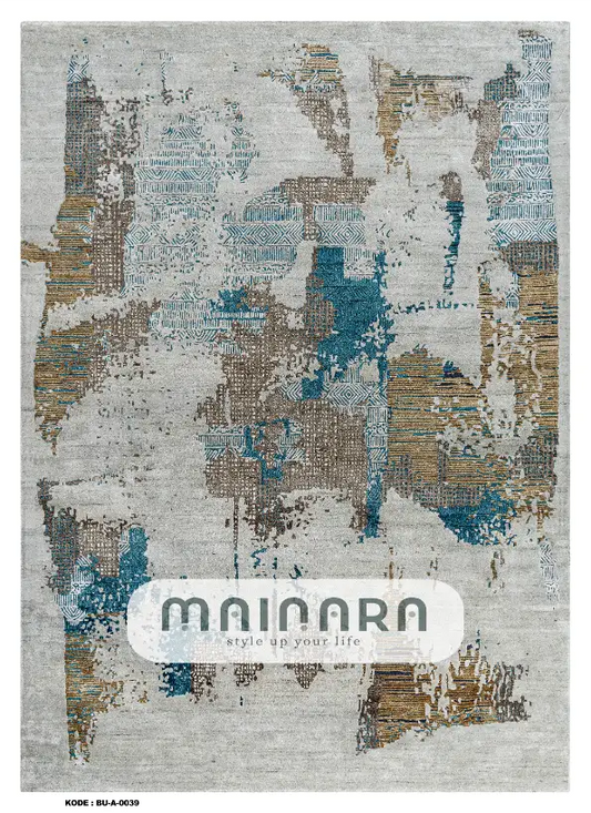 Karpet Abstrak (BU-A-0039) - Blue,Grey,Brown