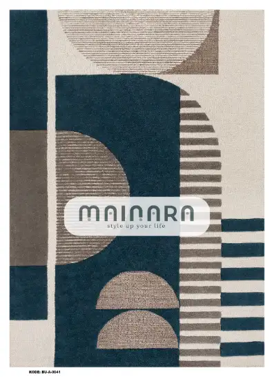 Karpet Abstrak (BU-A-0041) - Blue,Cream,Grey