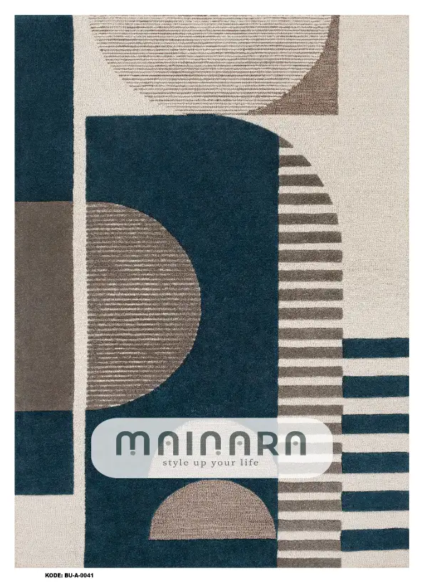 Karpet Abstrak (BU-A-0041) - Blue,Cream,Grey