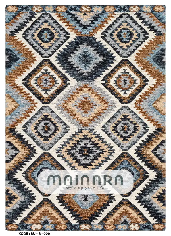 Karpet Bohemian (BU-B-0001) -  Blue,Brown,Grey