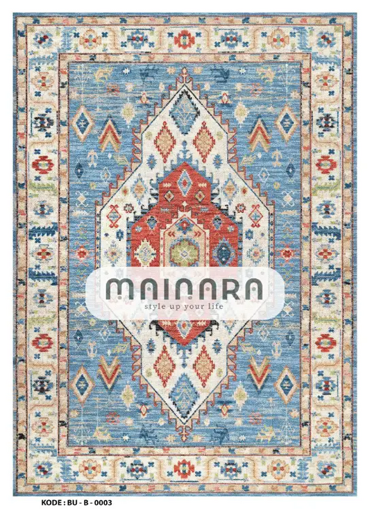 Karpet Bohemian (BU-B-0003) - Blue,Cream,Orange