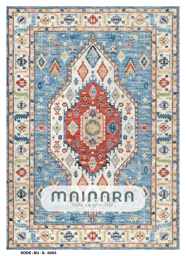 Karpet Bohemian (BU-B-0003) - Blue,Cream,Orange