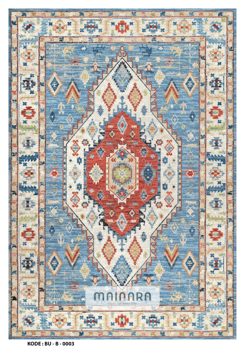 Karpet Bohemian (BU-B-0003) - Blue,Cream,Orange