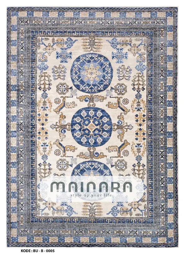 Karpet Bohemian (BU-B-0005) - Blue,Cream,Gold