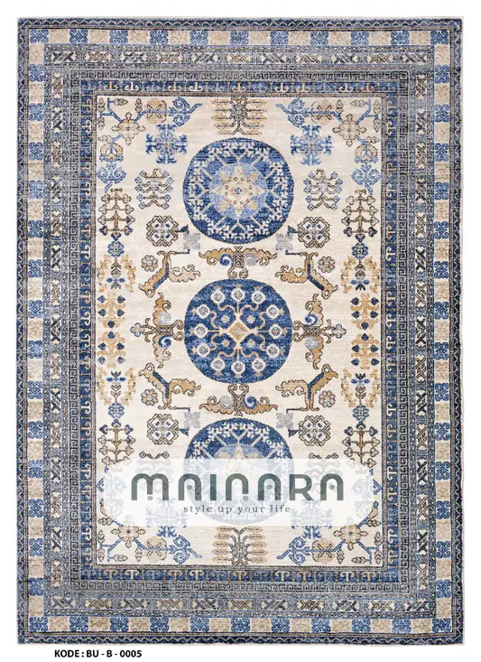 Karpet Bohemian (BU-B-0005) - Blue,Cream,Gold