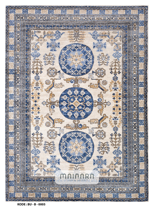Karpet Bohemian (BU-B-0005) - Blue,Cream,Gold