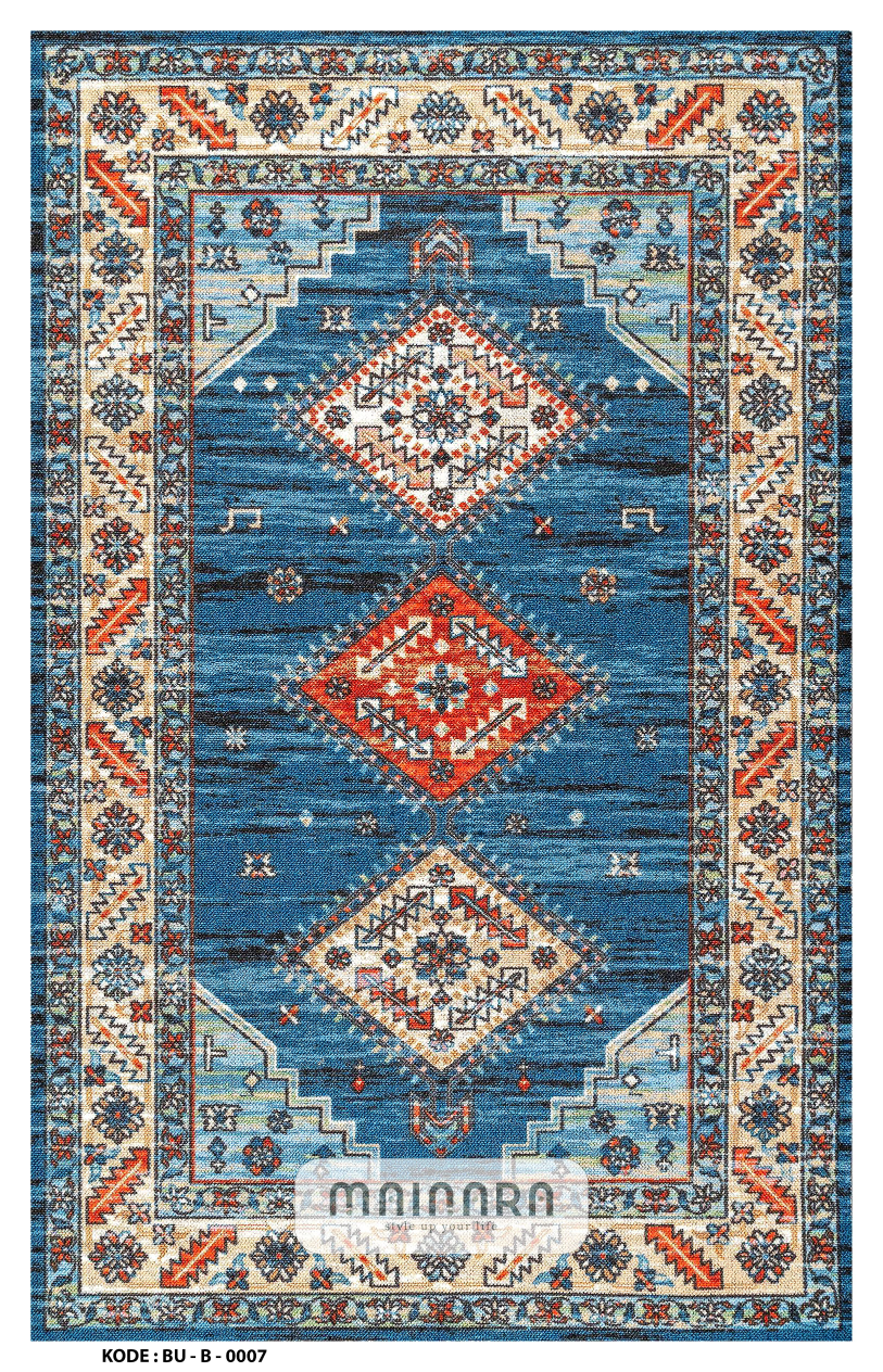 Karpet Bohemian (BU-B-0007) - Blue,Orange,Cream