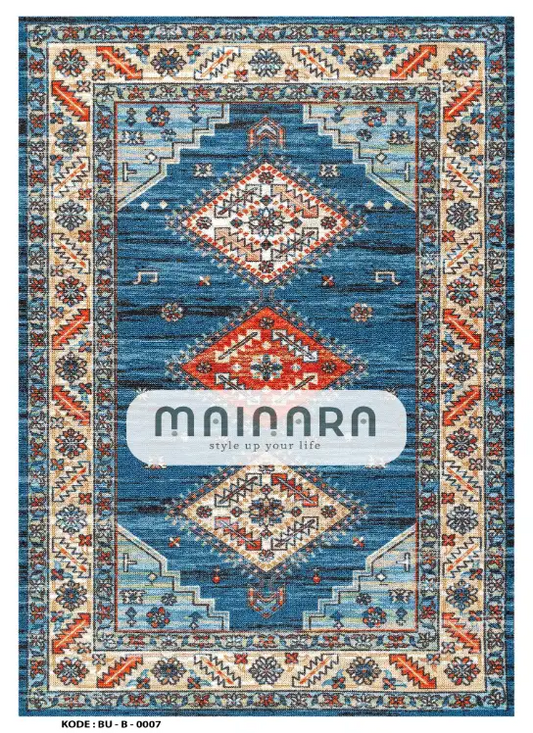 Karpet Bohemian (BU-B-0007) - Blue,Orange,Cream