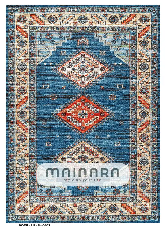 Karpet Bohemian (BU-B-0007) - Blue,Orange,Cream