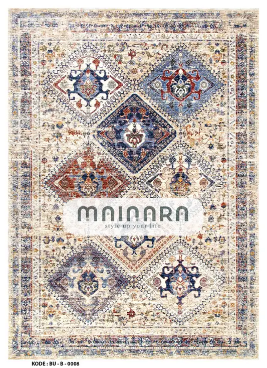 Karpet Bohemian (BU-B-0008) - Blue,Cream