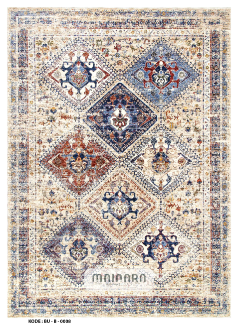 Karpet Bohemian (BU-B-0008) - Blue,Cream