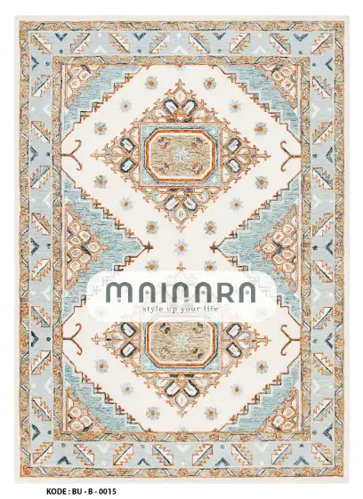 Karpet Bohemian (BU-B-0015) - Blue,Cream