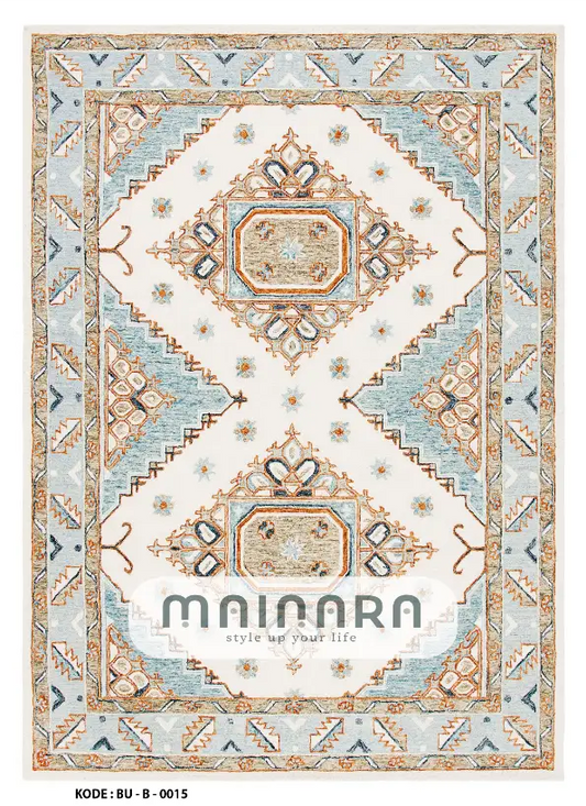 Karpet Bohemian (BU-B-0015) - Blue,Cream