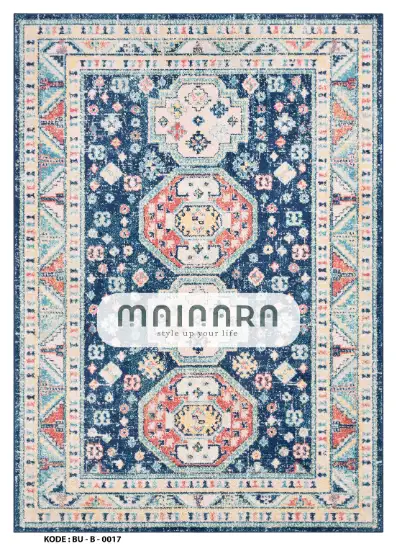 Karpet Bohemian (BU-B-0017) - Blue,Pink,Cream