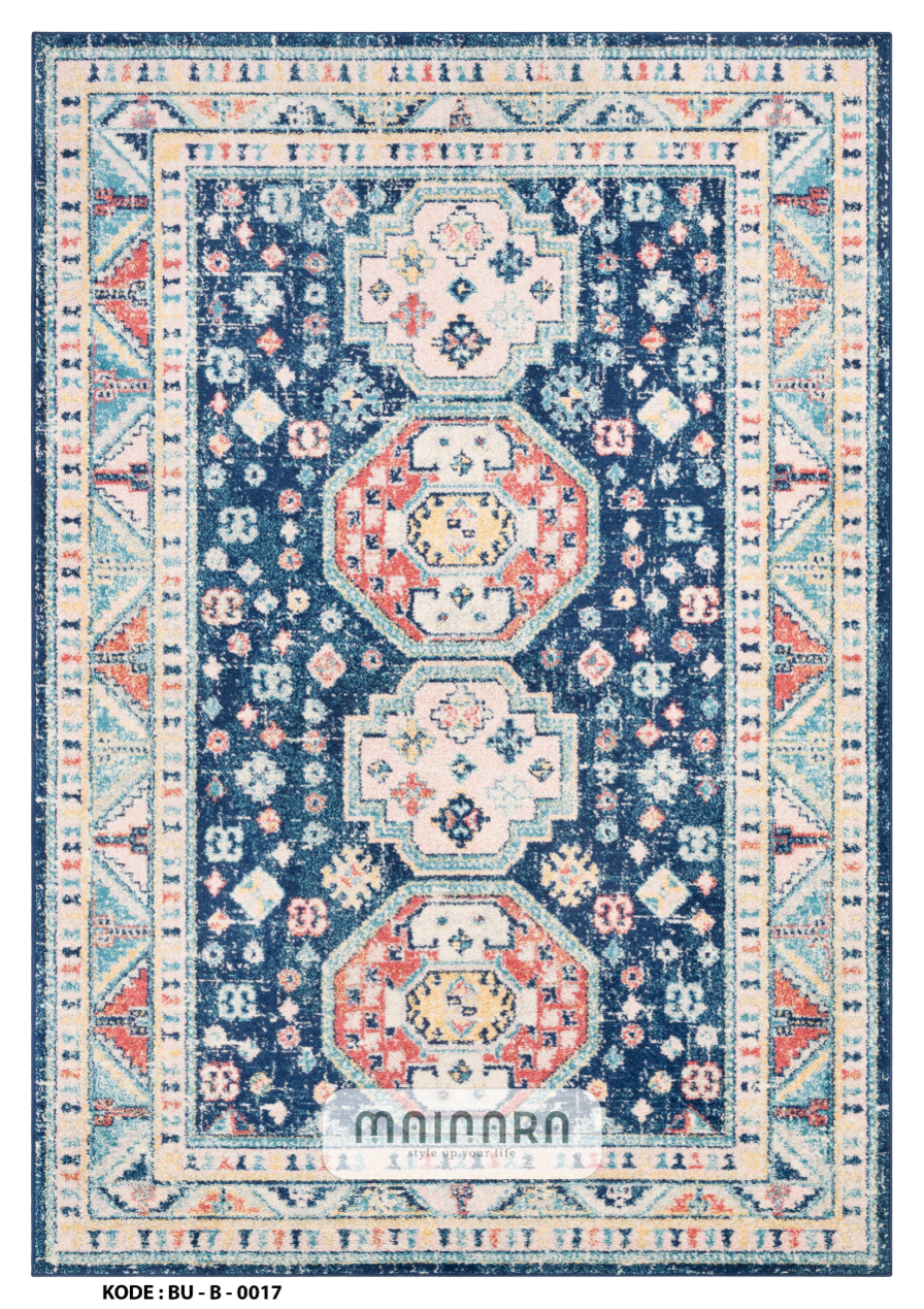 Karpet Bohemian (BU-B-0017) - Blue,Pink,Cream