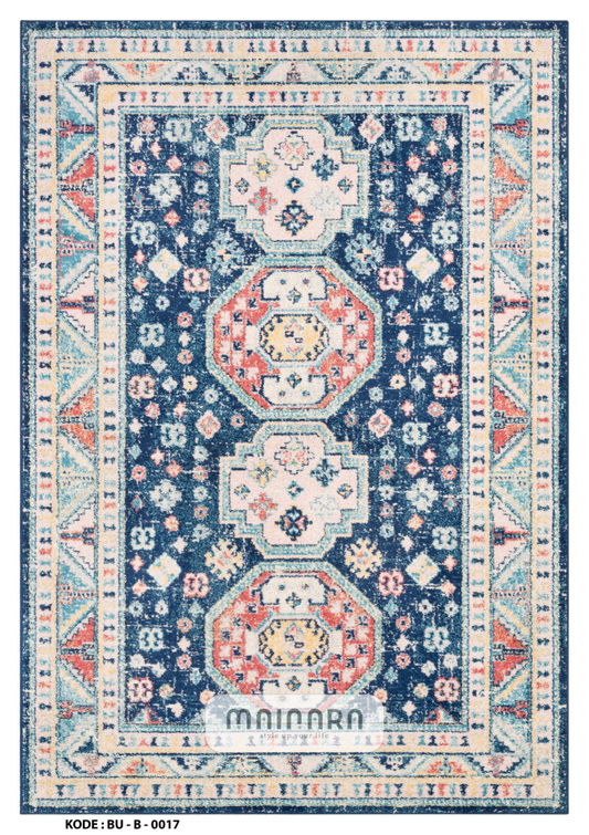 Karpet Bohemian (BU-B-0017) - Blue,Pink,Cream