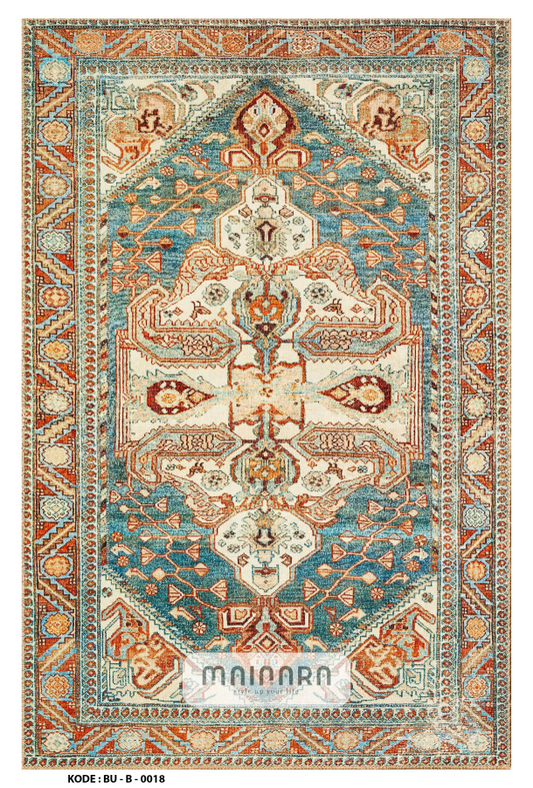 Karpet Bohemian (BU-B-0018) - Blue,Tosca,Orange,Gold