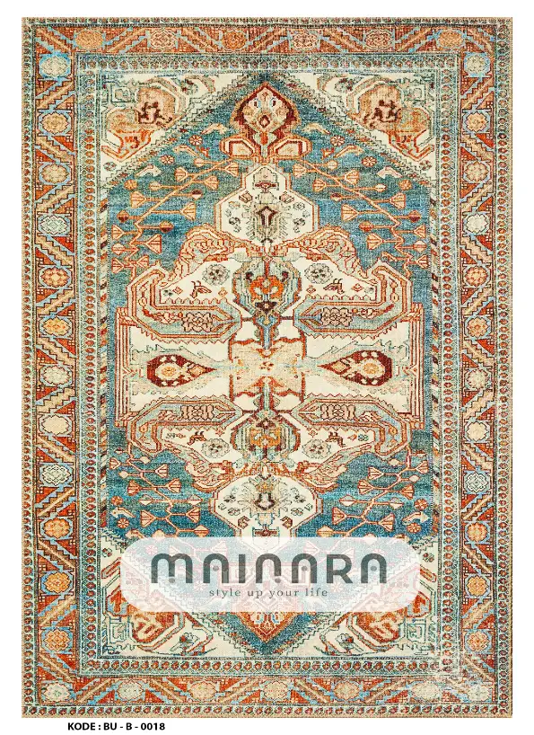 Karpet Bohemian (BU-B-0018) - Blue,Tosca,Orange,Gold