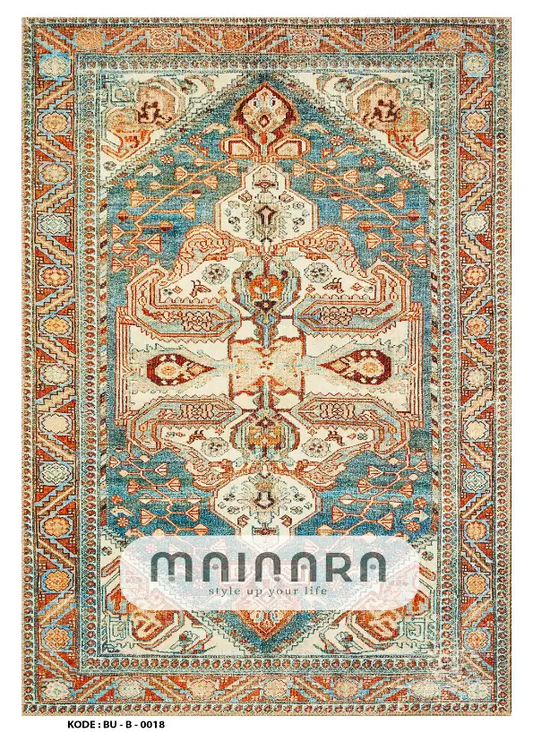 Karpet Bohemian (BU-B-0018) - Blue,Tosca,Orange,Gold