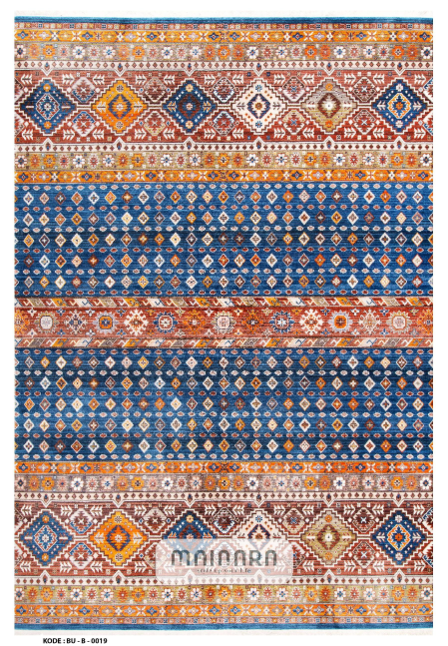 Karpet Bohemian (BU-B-0019) - Blue,Orange
