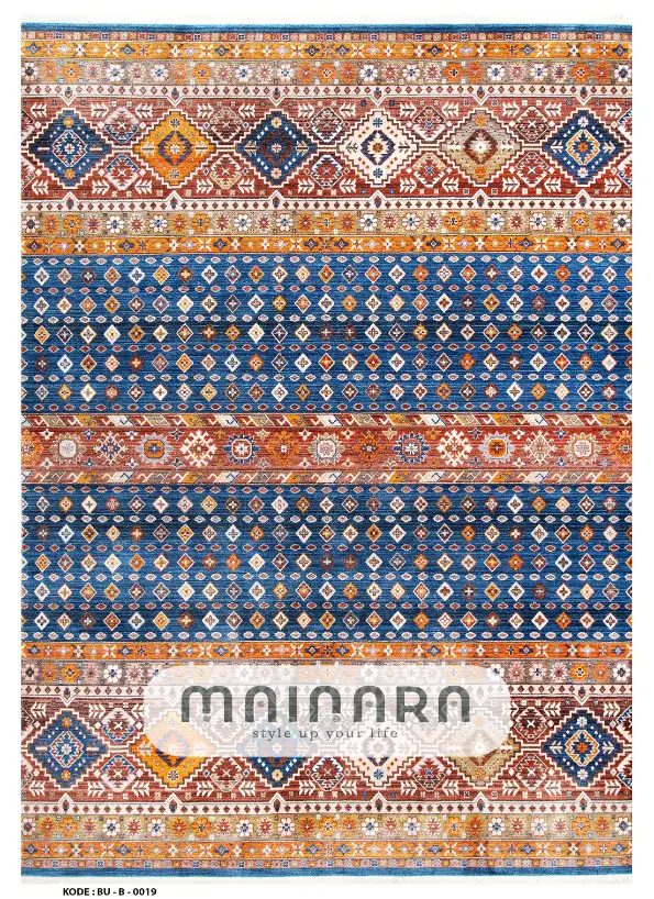 Karpet Bohemian (BU-B-0019) - Blue,Orange