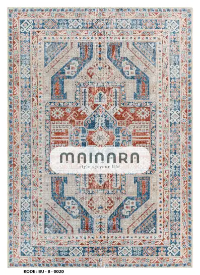 Karpet Bohemian (BU-B-0020) - Blue,Orange,Cream,Grey