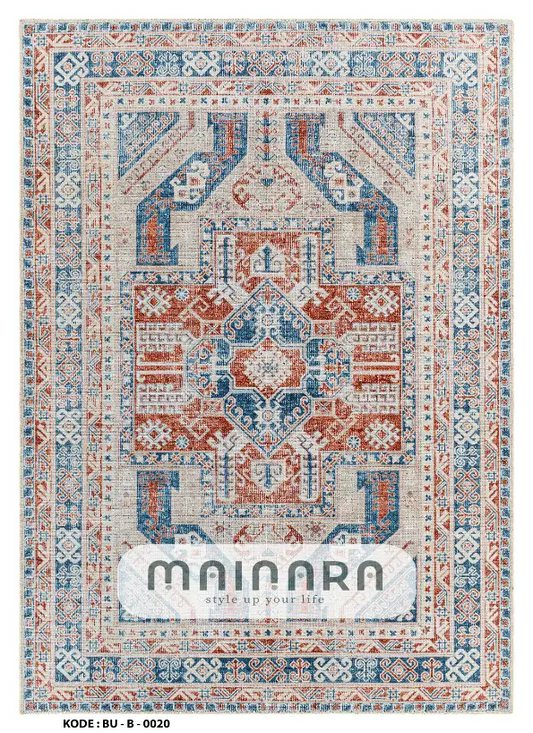 Karpet Bohemian (BU-B-0020) - Blue,Orange,Cream,Grey