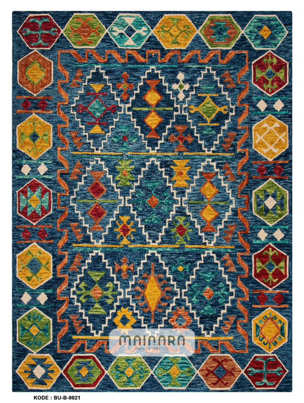 Karpet Bohemian (BU-B-0021) - Blue,Green