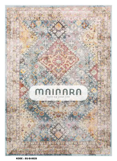 Karpet Bohemian (BU-B-0028) - Blue,Red,Orange