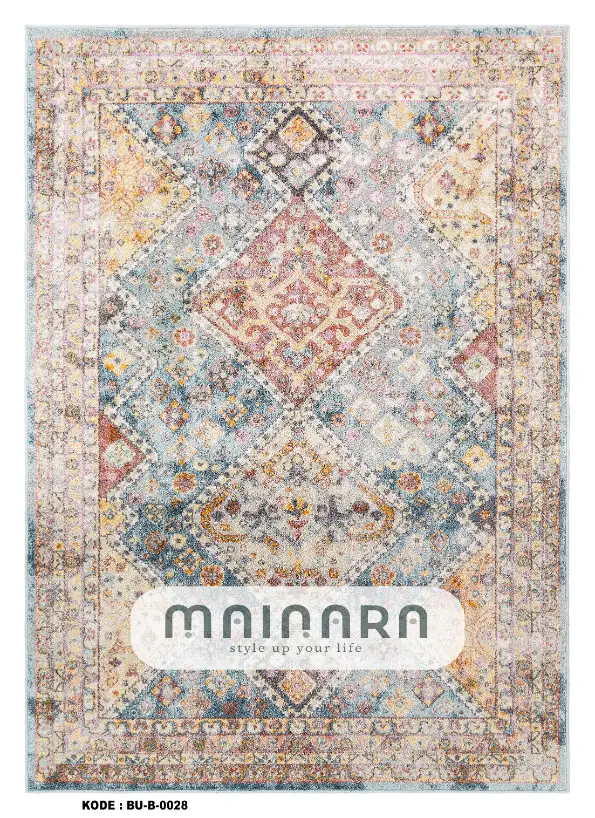 Karpet Bohemian (BU-B-0028) - Blue,Red,Orange