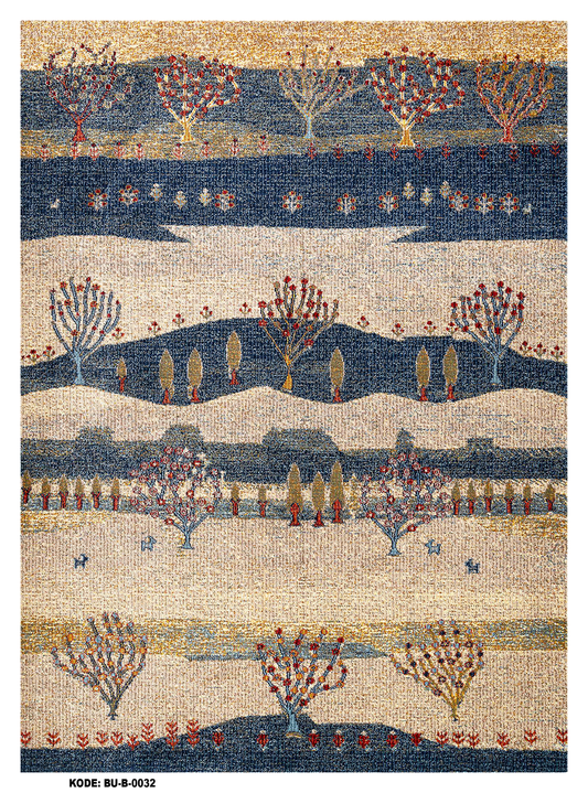Karpet Bohemian (BU-B-0032) - Blue,Cream,Red
