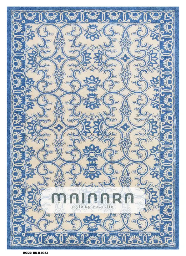 Karpet Bohemian (BU-B-0033) - Blue,Cream