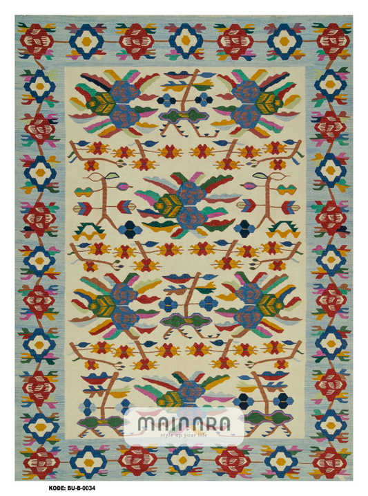 Karpet Bohemian (BU-B-0034) - Blue,Cream,Red