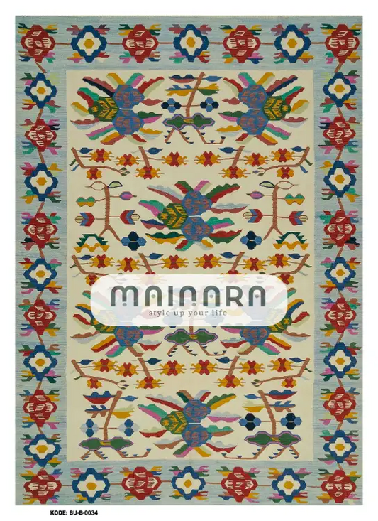 Karpet Bohemian (BU-B-0034) - Blue,Cream,Red